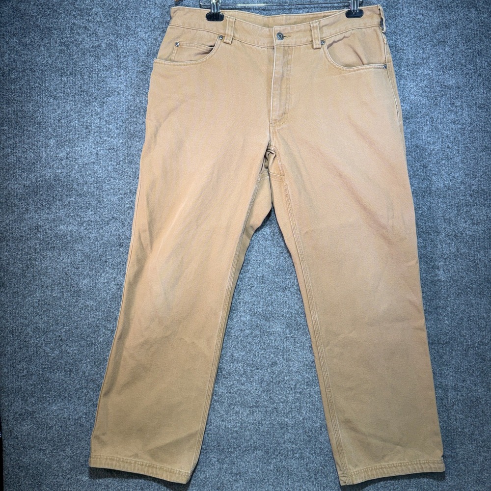 Duluth Trading Co Fire Hose Duck Canvas Work Pants Mens 36x32 Brown Straight Leg